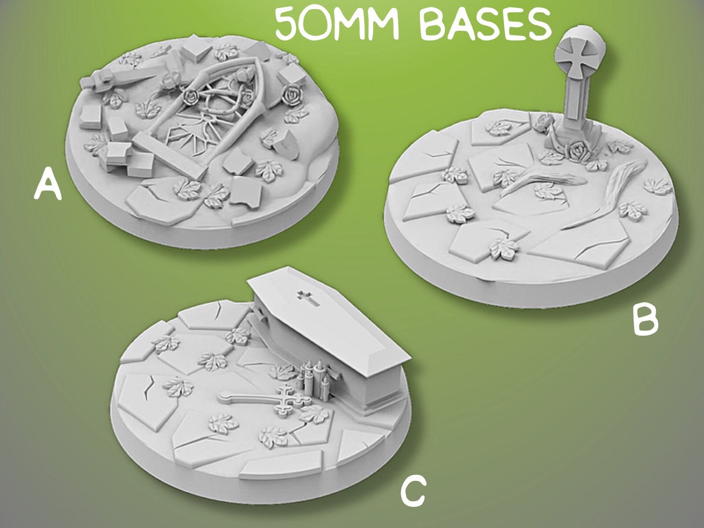 50mm Graveyard Bases | Miniature Bases | D&D | RPG | Tabletop Gaming | From BasicAid