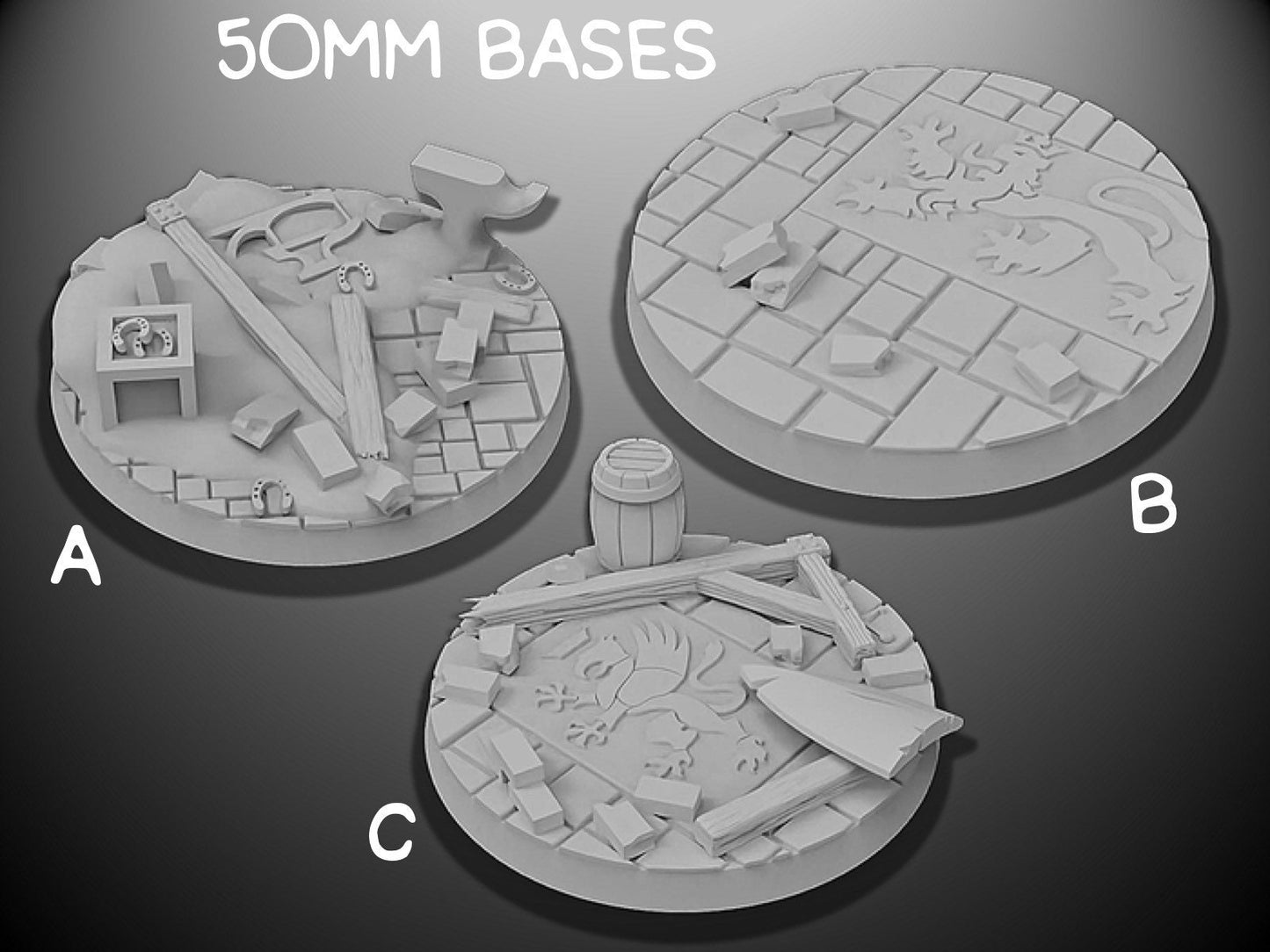 50mm Ruins Bases | Miniature Bases | D&D | RPG | Tabletop Gaming | From BasicAid