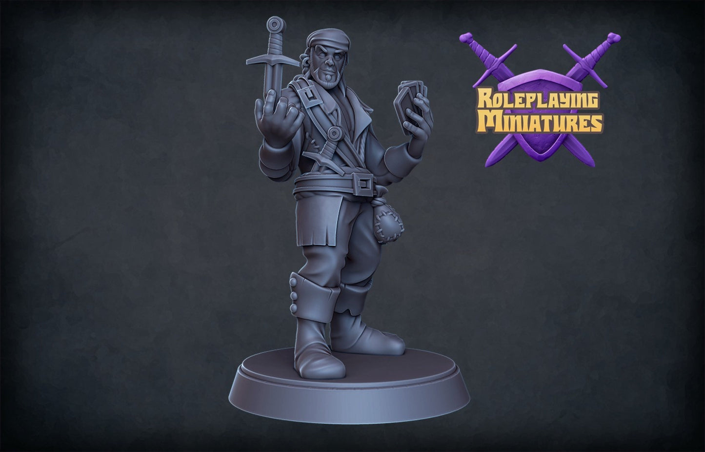 Bandit Miniature | DND Bandit | Dungeons and Dragons Bandit | D&D Gambler | Pathfinder Enemy | Tabletop Gaming Rogue