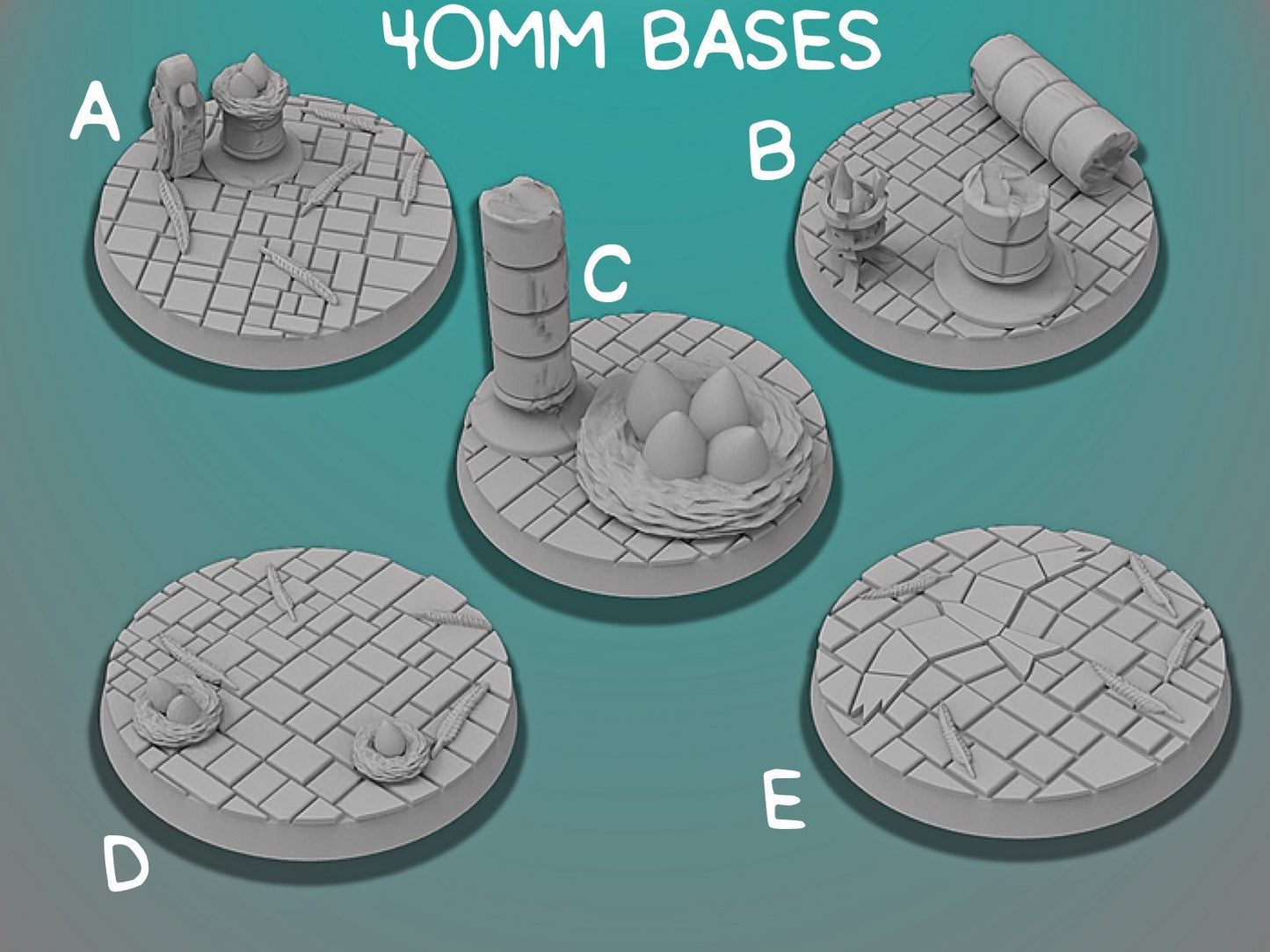 40mm Rookery Bases | Miniature Bases | D&D | RPG | Tabletop Gaming | From BasicAid