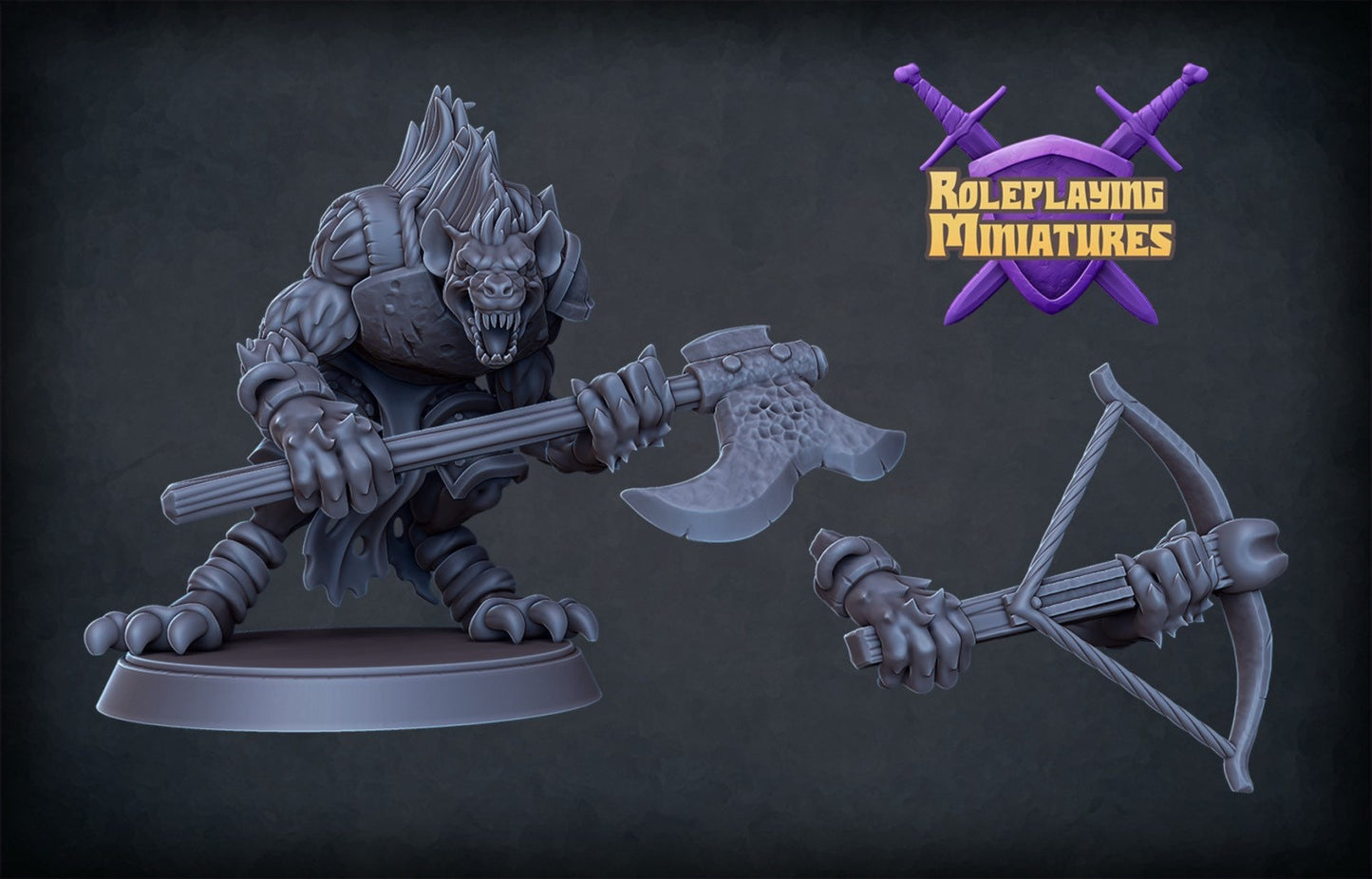 Gnoll Barbarian Miniature | RPG Gnoll Minis | DND Gnoll | D&D Yeenoghu | RPG Hyena | Tabletop Gaming Miniature