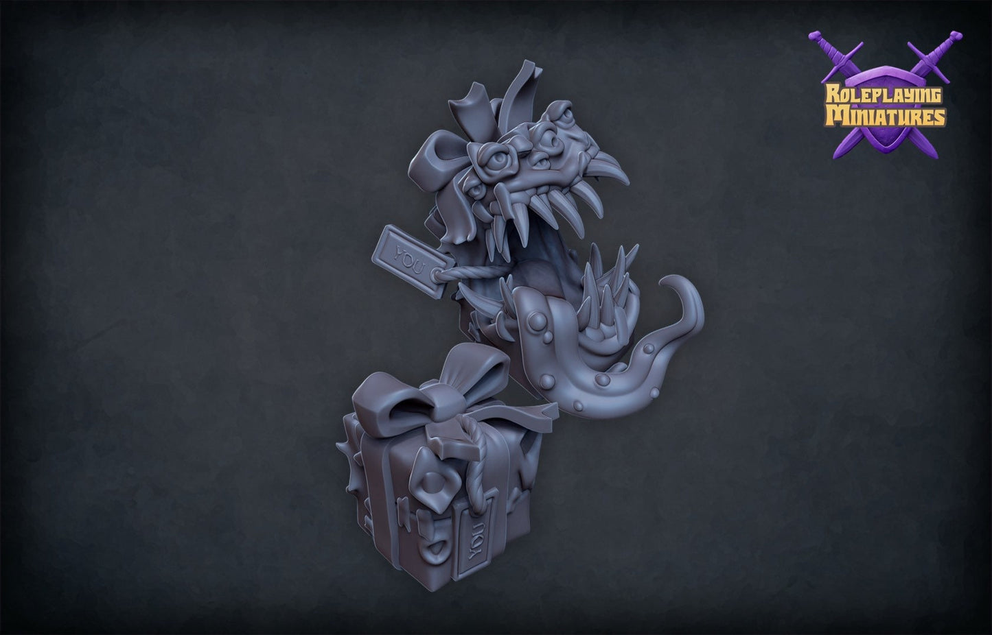 Christmas Present Mimic Miniature | RPG Minis | DND | D&D | RPG | Tabletop Gaming | From Roleplaying Miniatures