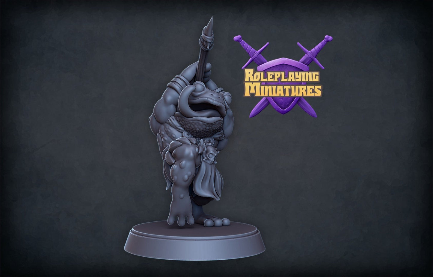 Frogfolk Spearman Miniature | RPG Minis | DND | D&D | RPG | Tabletop Gaming | From Roleplaying Miniatures