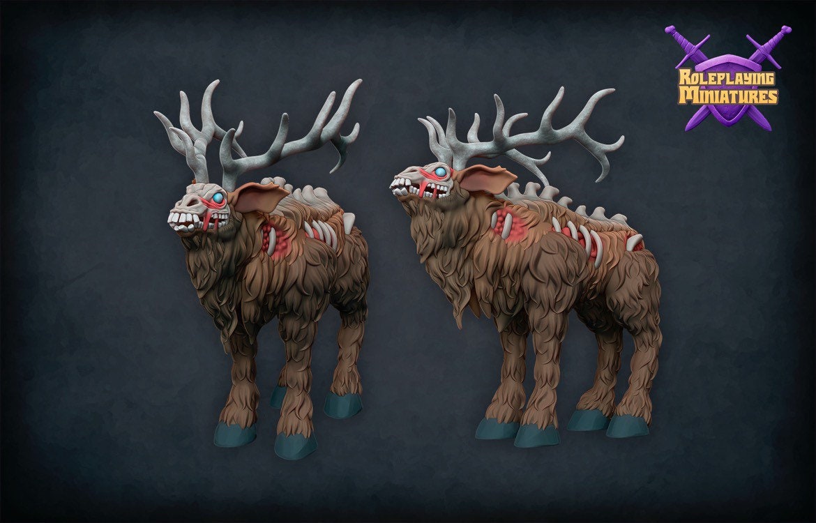 Undead Reindeer Christmas Miniature | RPG Minis | DND | D&D | RPG | Tabletop Gaming | From Roleplaying Miniatures