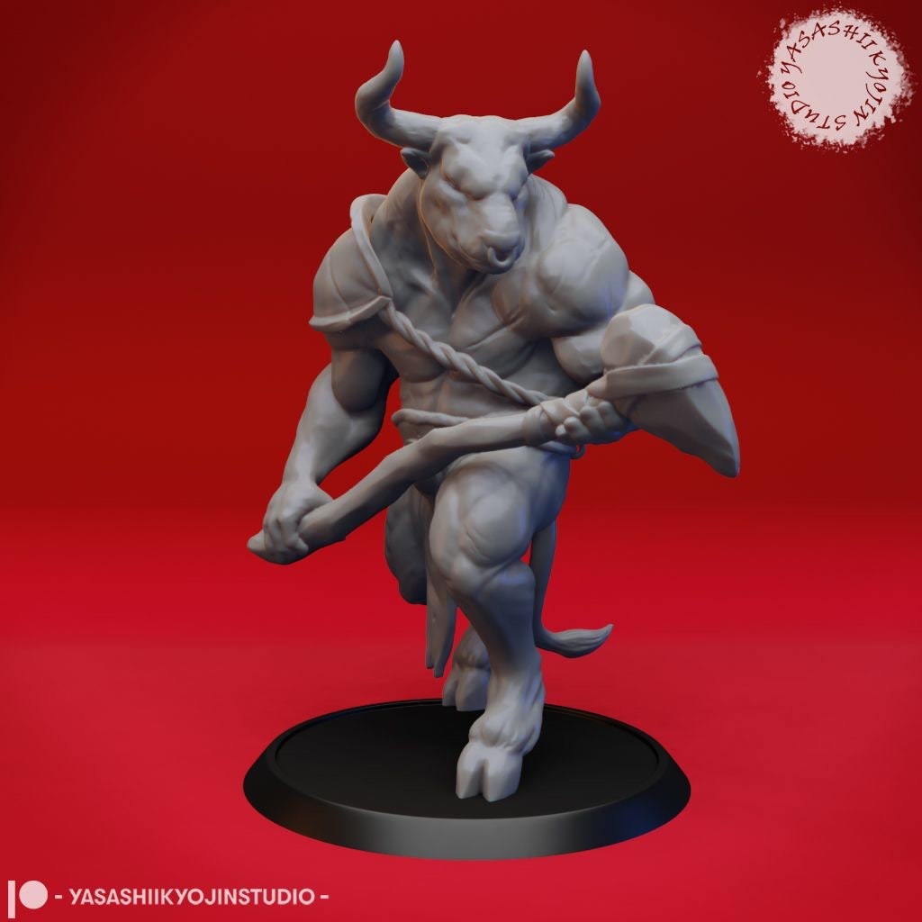Minotaur Miniature | RPG Minis | D&D | DND | RPG | Tabletop Gaming | From Yasashii Kyojin Studios