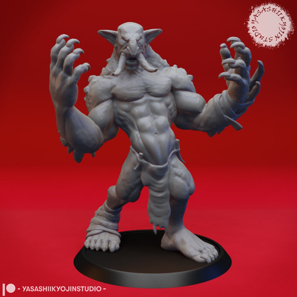 Troll Miniature | RPG Minis | D&D | DND | RPG | Tabletop Gaming | From Yasashii Kyojin Studios