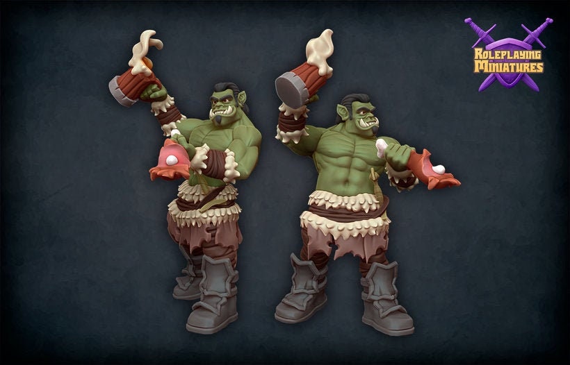 Half-Orc Fighter/Brawler Miniature | RPG Minis | Ork Mini | DND | D&D | RPG | Tabletop Gaming | Fantasy Minis | From Roleplaying Miniatures