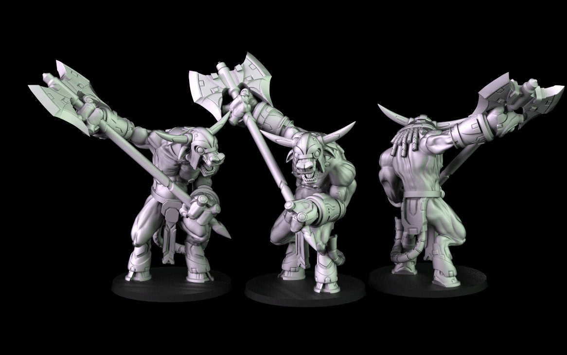 Warforged Minotaur Miniature | RPG Minis | D&D | DND | RPG | Tabletop Gaming | From Cross Lances