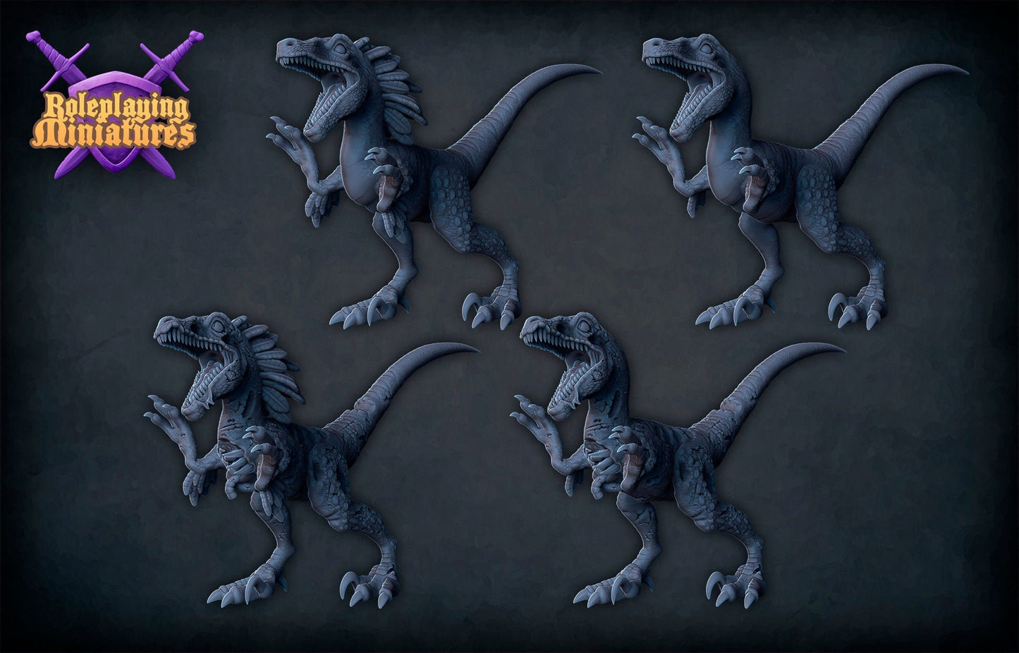 Velociraptor Miniatures - 4 Versions | RPG Minis | DND | D&D | RPG | Tabletop Gaming | From Roleplaying Miniatures