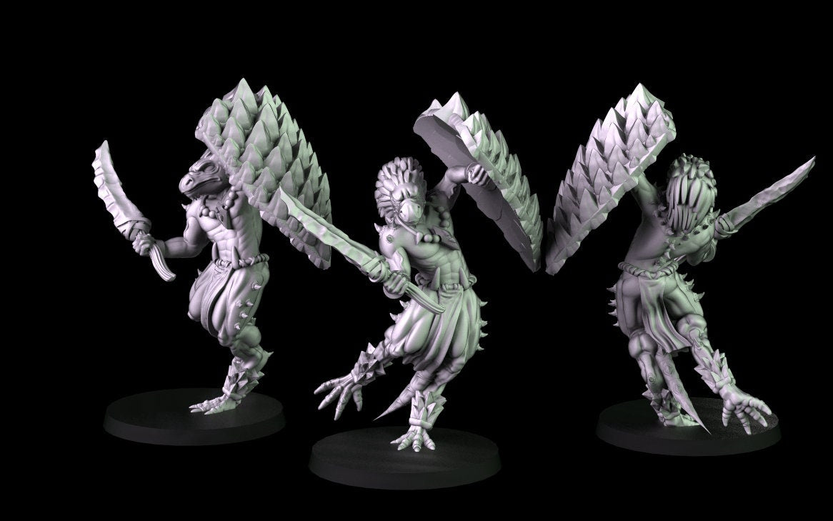 Lizardfolk Miniatures - 3 Versions | RPG Minis | D&D | DND | RPG | Tabletop Gaming | From Cross Lances