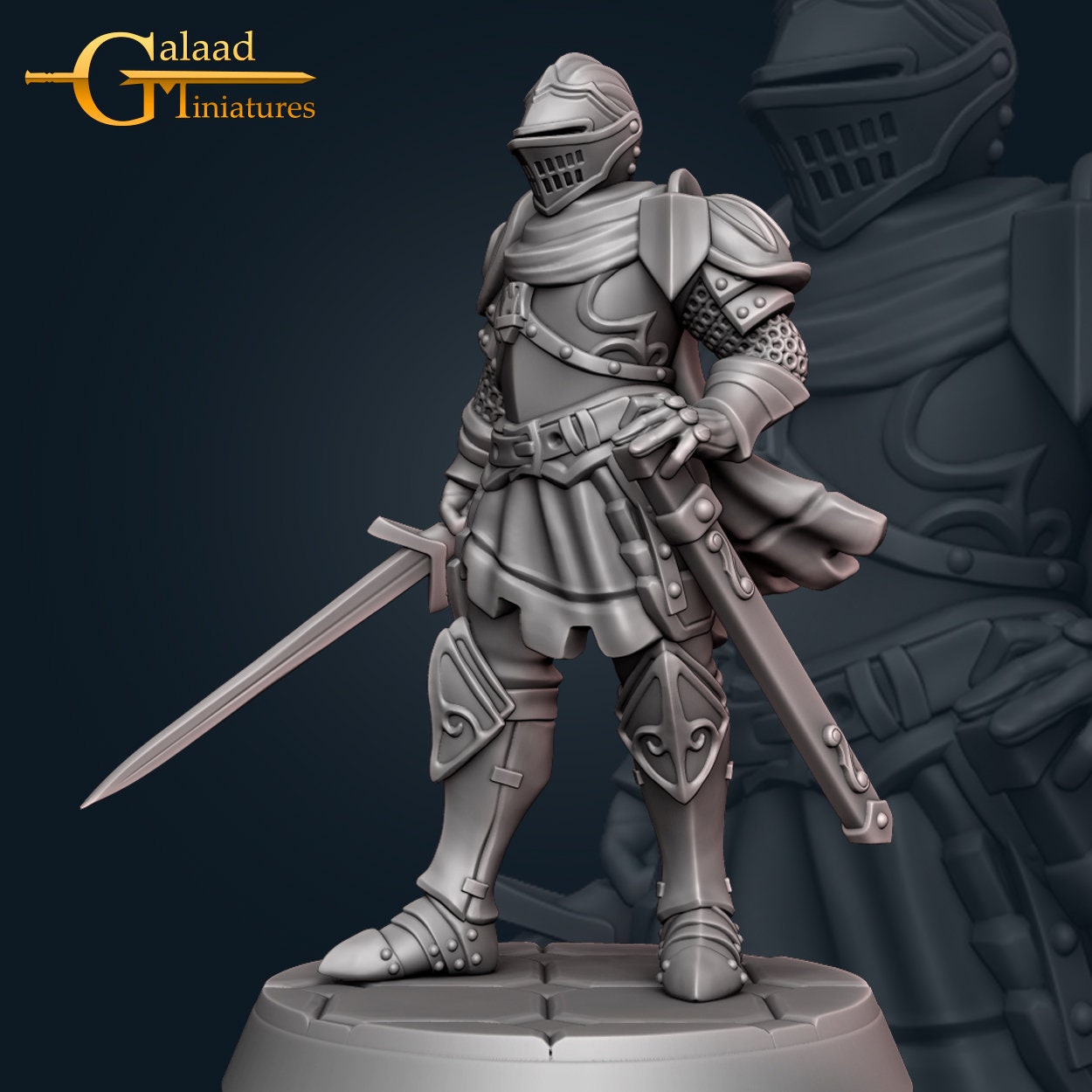 Paladin or Knight Miniatures - 4 versions | RPG Minis | D&D | DND | RPG | Tabletop Gaming | From Galaad Miniatures