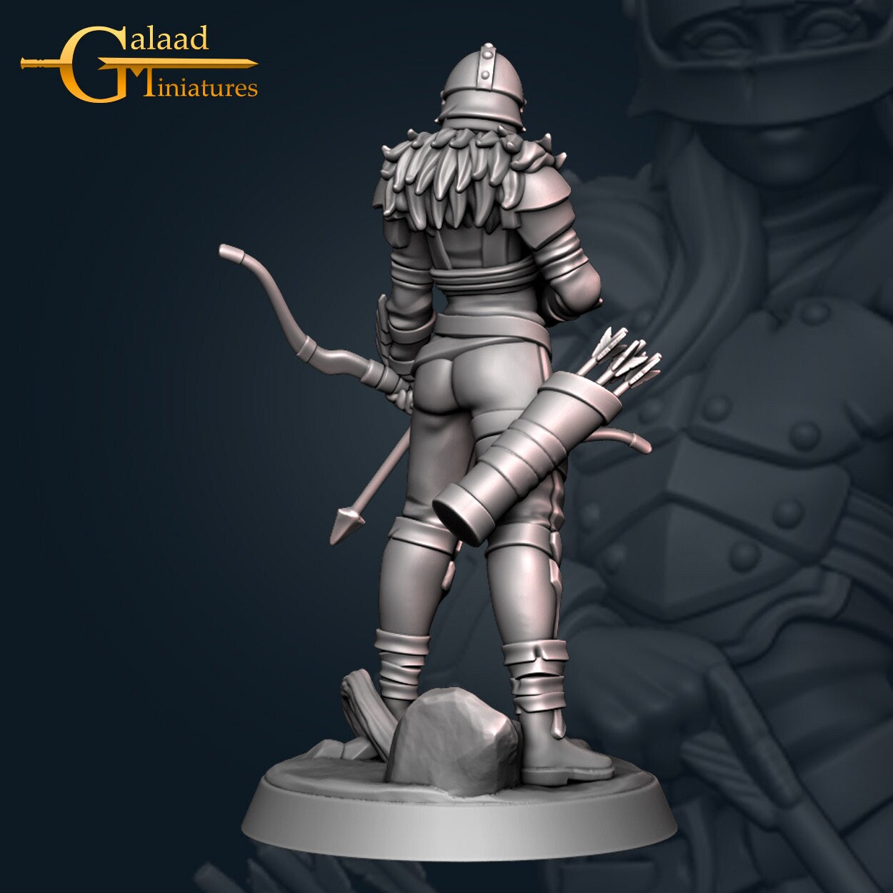 Female Paladin Archer Miniature | RPG Minis | D&D | DND | RPG | Tabletop Gaming | From Galaad Miniatures