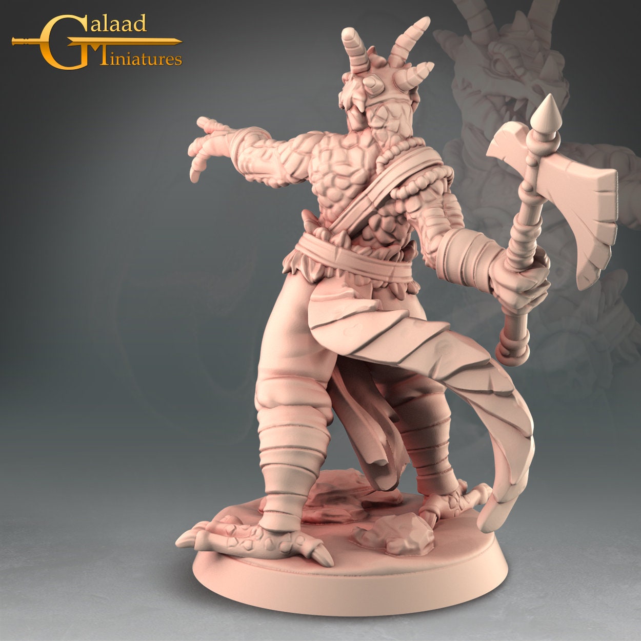 Dragonborn Barbarian Miniature | RPG Minis | D&D | DND | RPG | Tabletop Gaming | From Galaad Miniatures