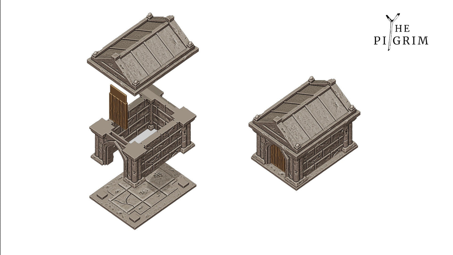 Modular Mausoleum Terrain | RPG Minis | DND | D&D | RPG | Tabletop Gaming | Fantasy Miniatures | From The Pilgrim Terrain