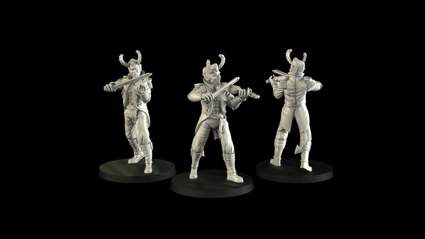 Tiefling Bard Miniature | RPG Minis | D&D | DND | RPG | Tabletop Gaming | From Cross Lances