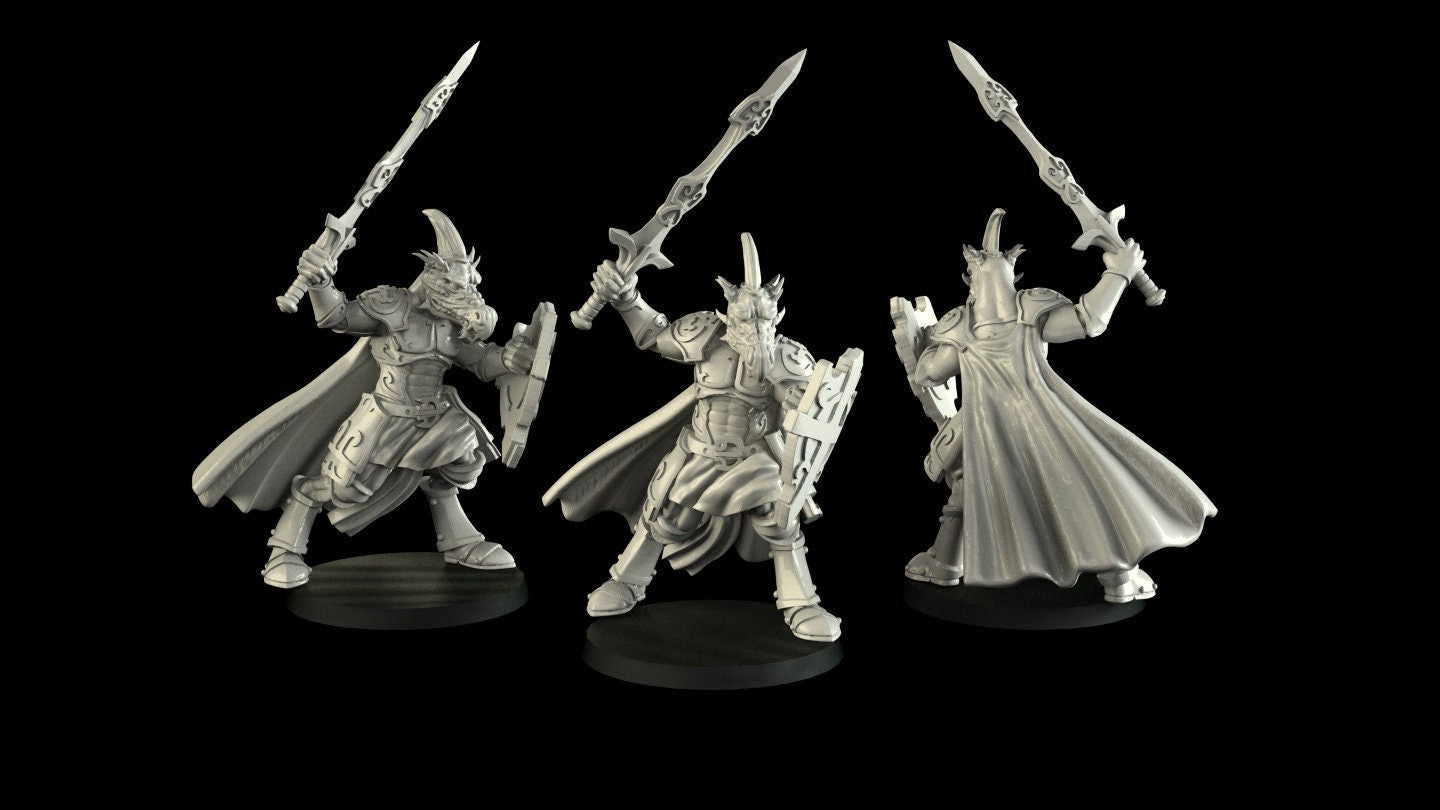 Dragonborn Paladin Miniature | RPG Minis | D&D | DND | RPG | Tabletop Gaming | From Cross Lances