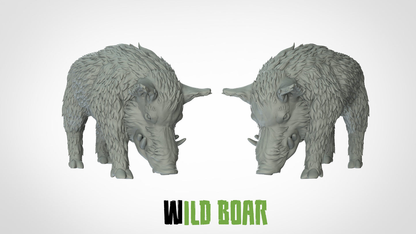 Wild Boar Miniatures (2 variations) | RPG Minis | D&D | DND | RPG | Tabletop Gaming | From 3D IPStudios