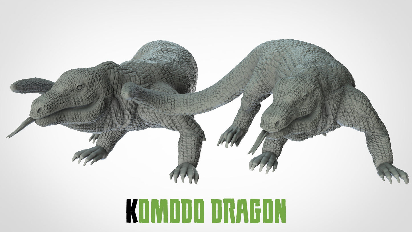 Komodo Dragon Miniature | RPG Minis | D&D | DND | RPG | Tabletop Gaming | From 3D IPStudios