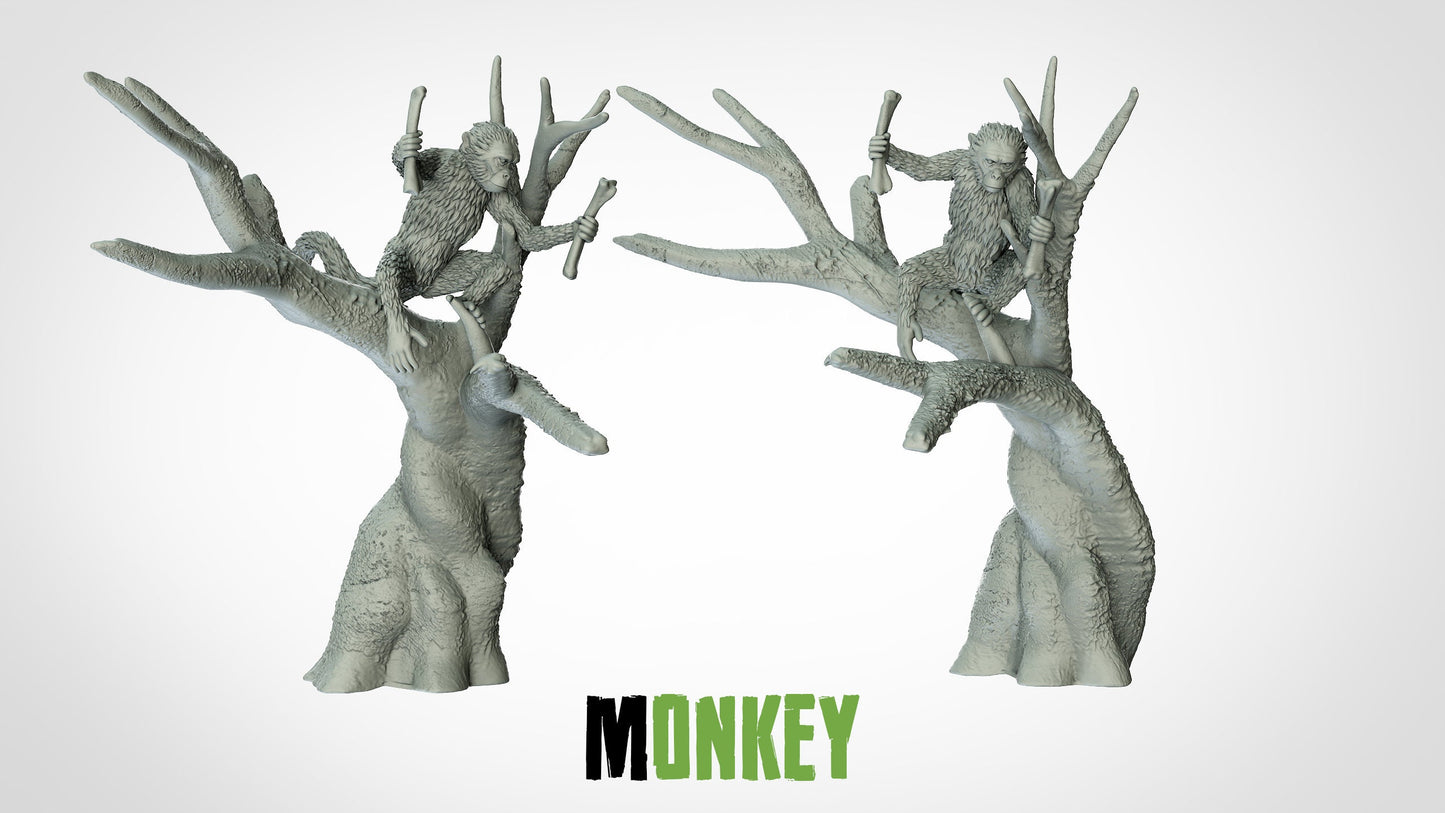 Monkey Miniatures (2 variations) | RPG Minis | D&D | DND | RPG | Tabletop Gaming | From 3D IPStudios