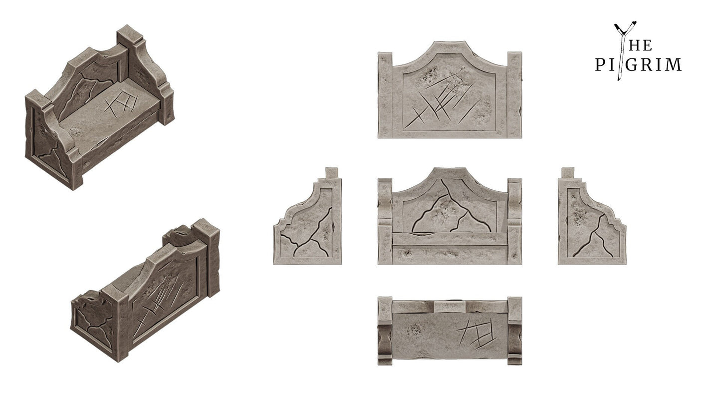 Graveyard Church Pew Scatter | RPG Minis | DND | D&D | RPG | Tabletop Gaming | From The Pilgrim Terrain