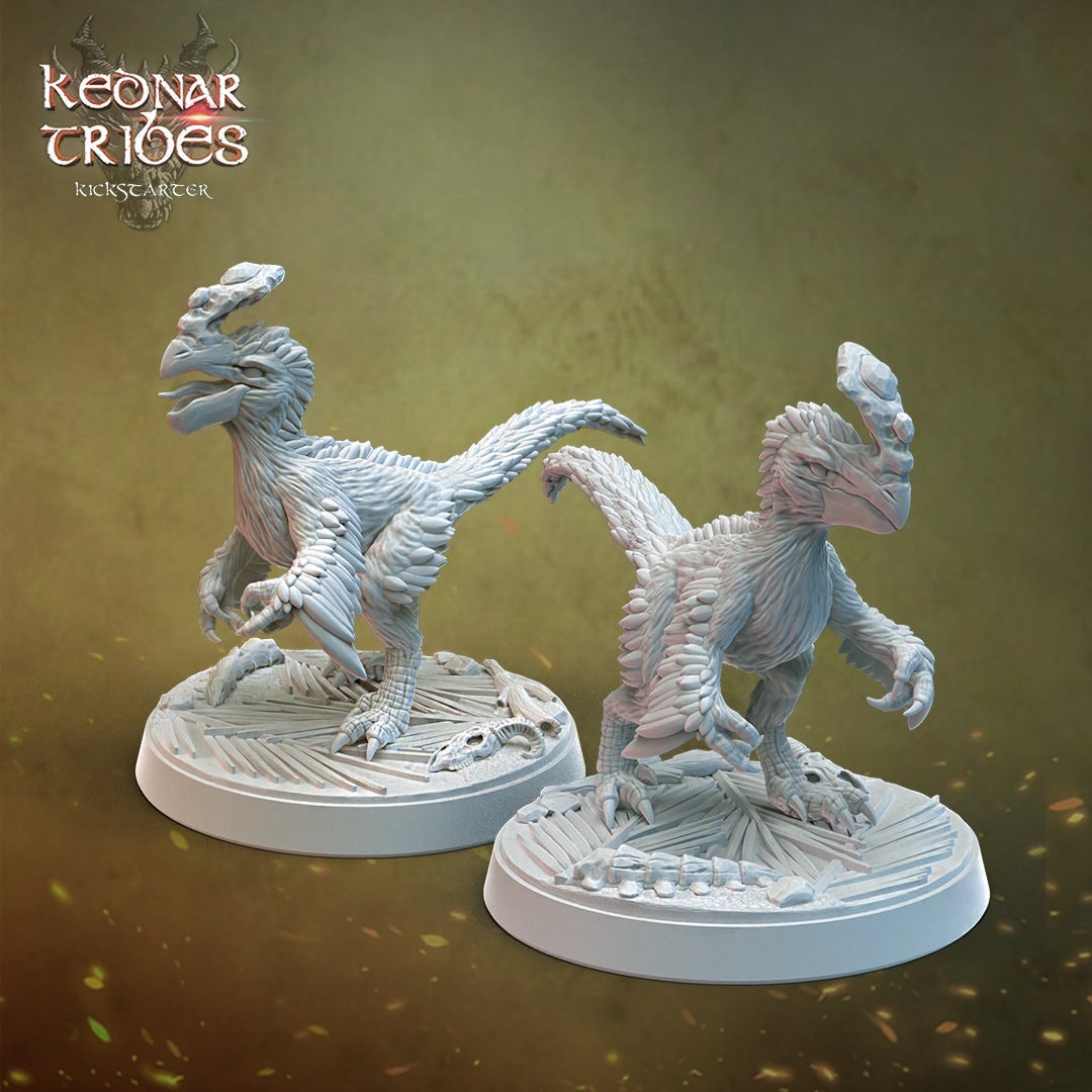 Velociraptor Miniatures (2 versions) | RPG Dinosaur | D&D Dino | DND Raptor | RPG Birds | Tabletop Gaming Miniature | Jurassic Creature