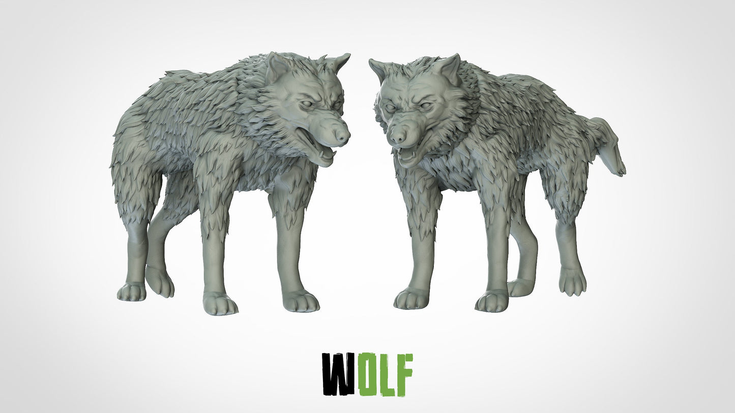 Wolf Miniatures (3 variations) | RPG Minis | D&D | DND | RPG | Tabletop Gaming | From 3D IPStudios