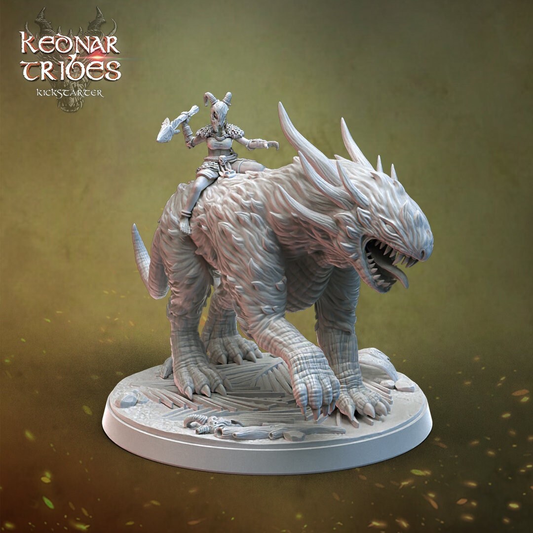 Mounted Drake Miniature | RPG Minis | D&D | DND | RPG | Tabletop Gaming | From Cursed Forge Miniatures