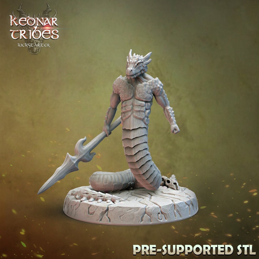 Yuan-Ti Miniature | RPG Minis | D&D | DND | RPG | Tabletop Gaming | From Cursed Forge Miniatures