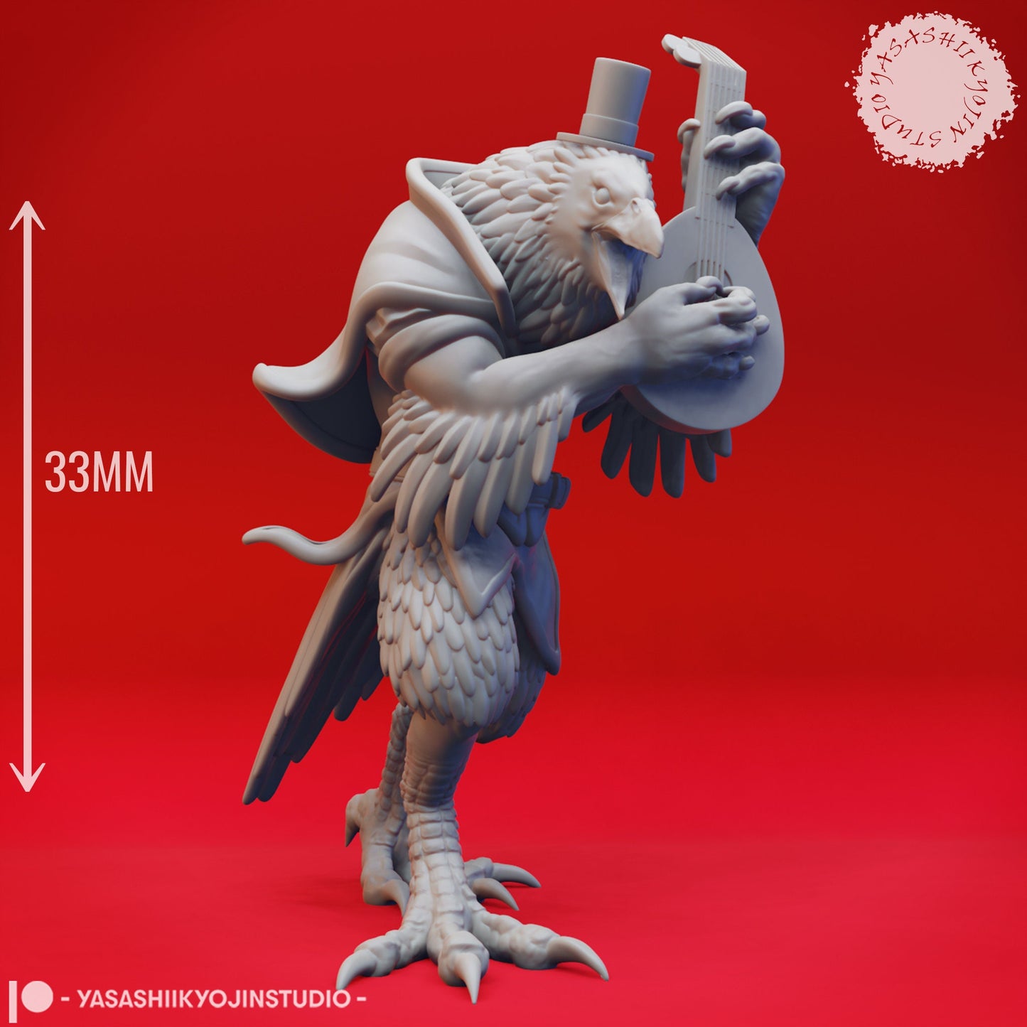 Kenku Bard Miniature | RPG Minis | D&D | DND | RPG | Tabletop Gaming | From Yasashii Kyojin Studios