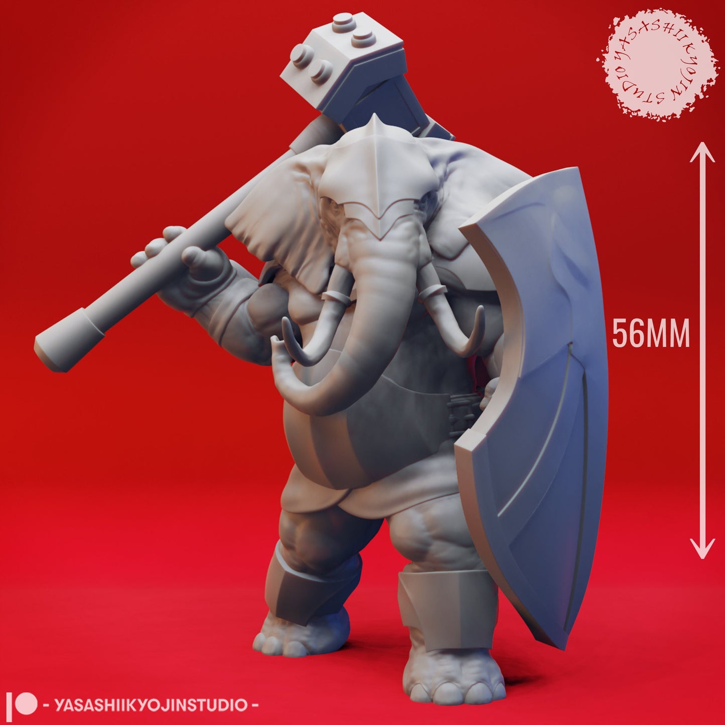 Loxodon Paladin Miniature | D&D Elephant Miniature |DnD Loxodon| RPG Elephant |DND Cleric Miniature | RPG Barbarian | Tabletop Game Figurine