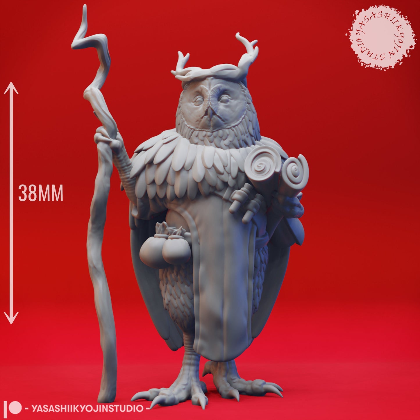 Owlin Wizard Miniature | RPG Minis | D&D | DND | RPG | Tabletop Gaming | From Yasashii Kyojin Studios