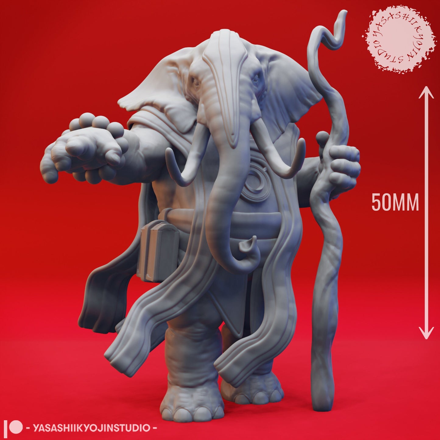 Loxodon Druid Miniature | D&D Elephant Miniature | DnD Loxodon | RPG Elephant | DND Wizard Miniature | RPG Sorcerer | Tabletop Game Figurine