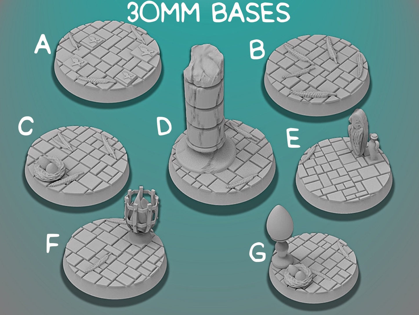 30mm Rookery Bases | Miniature Bases | D&D  | RPG | Tabletop Gaming |  From BasicAid
