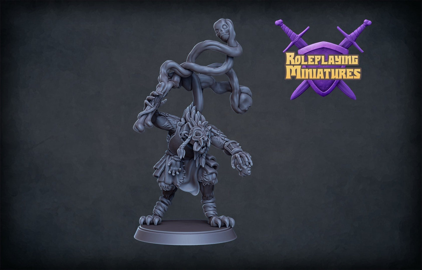 Gnoll Boss Miniature | RPG Gnoll Minis | DND Gnoll | D&D Yeenoghu | RPG Hyena | Tabletop Gaming Miniature