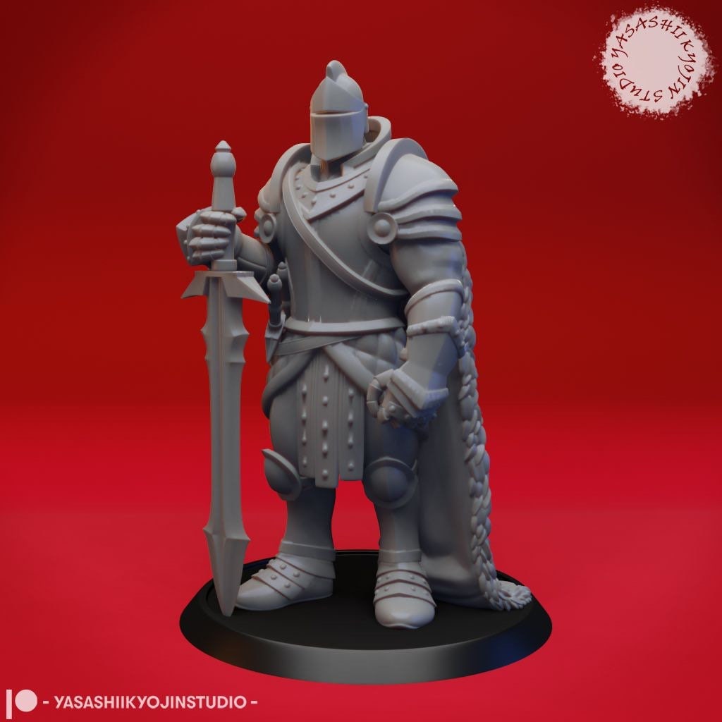 Paladin Miniature  | RPG Minis | D&D | DND | RPG | Tabletop Gaming |  From Yasashii Kyojin Studios