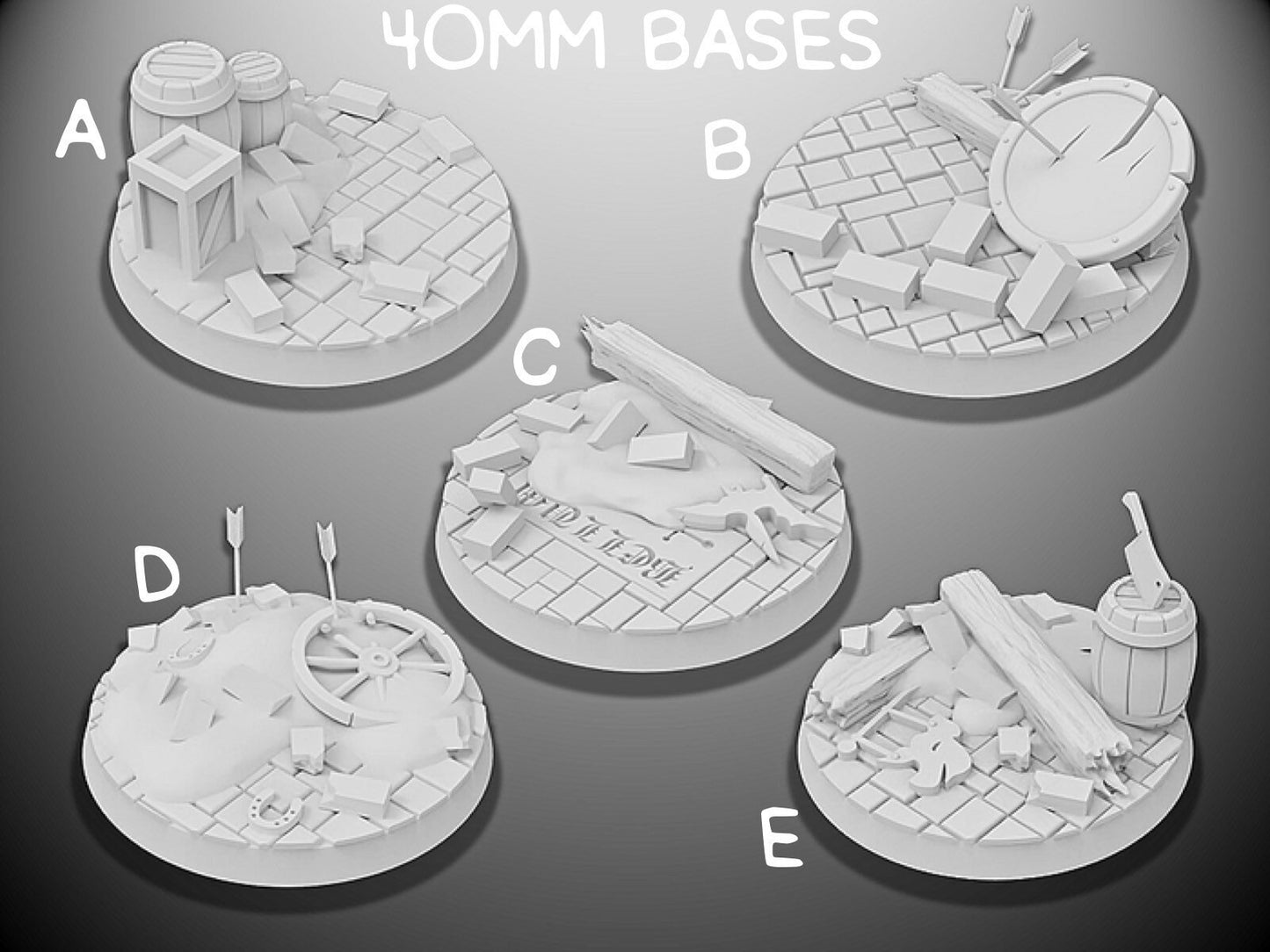 40mm Ruins Bases | Miniature Bases | D&D  | RPG | Tabletop Gaming |  From BasicAid