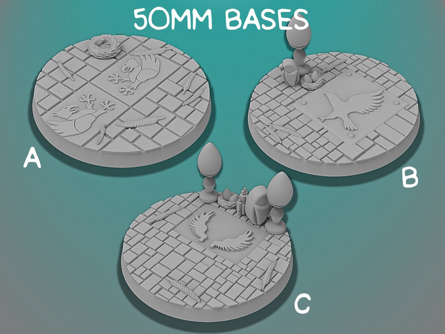 50mm Rookery Bases | Miniature Bases | D&D  | RPG | Tabletop Gaming |  From BasicAid
