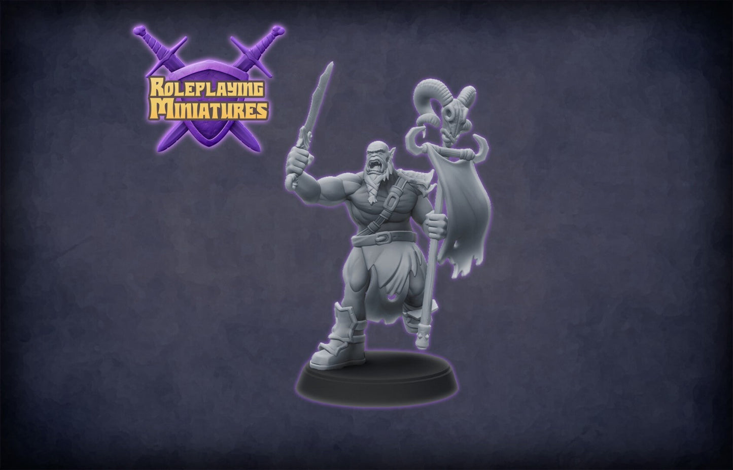 Orc Bannerman Miniature  | RPG Minis | Ork Mini | DND | D&D | RPG | Tabletop Gaming |  From Roleplaying Miniatures