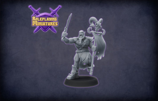 Orc Bannerman Miniature  | RPG Minis | Ork Mini | DND | D&D | RPG | Tabletop Gaming |  From Roleplaying Miniatures