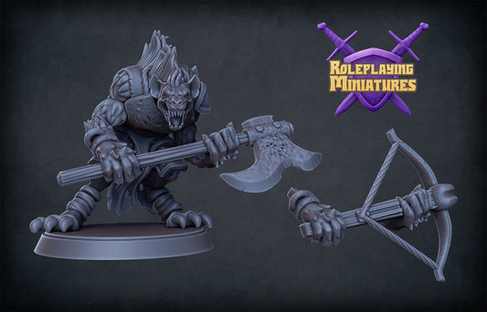 Gnoll Barbarian Miniature | RPG Gnoll Minis | DND Gnoll | D&D Yeenoghu | RPG Hyena | Tabletop Gaming Miniature