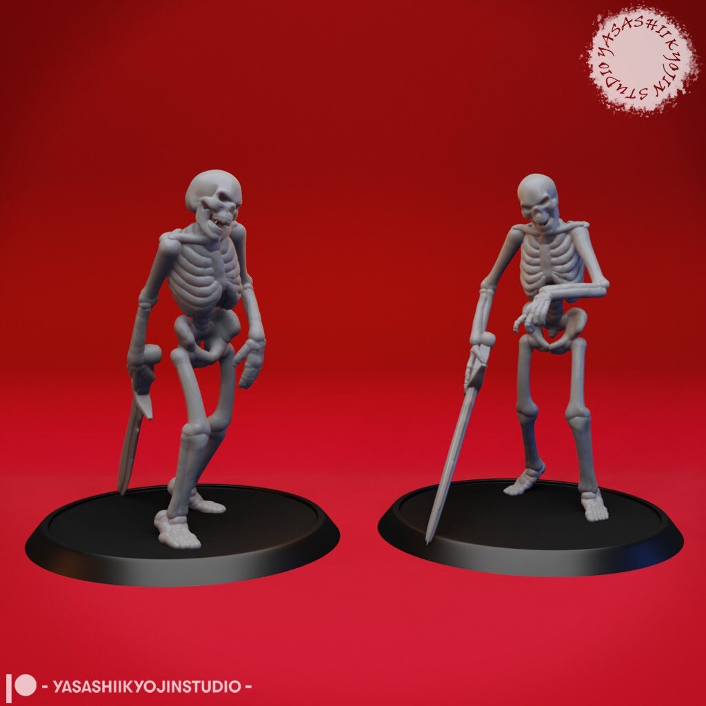 Skeleton Warrior Miniatures  | RPG Minis | D&D | DND | RPG | Tabletop Gaming |  From Yasashii Kyojin Studios