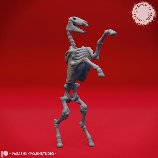 Skeletal Horse Miniature  | RPG Minis | D&D | DND | RPG | Tabletop Gaming |  From Yasashii Kyojin Studios
