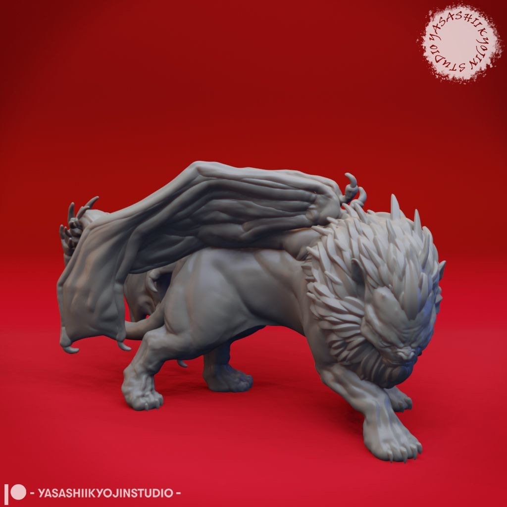 Manticore Miniature  | RPG Minis | D&D | DND | RPG | Tabletop Gaming |  From Yasashii Kyojin Studios