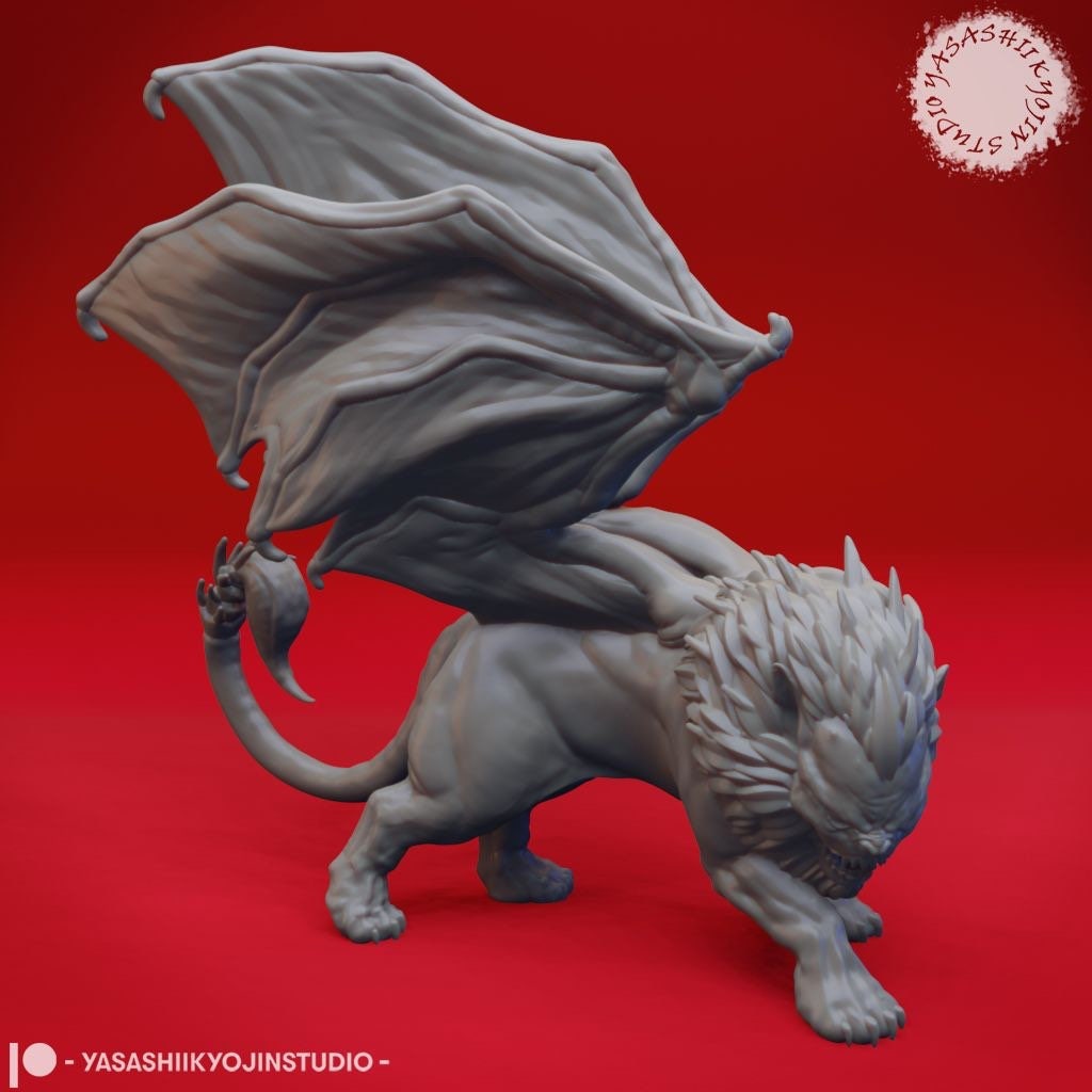 Manticore Miniature  | RPG Minis | D&D | DND | RPG | Tabletop Gaming |  From Yasashii Kyojin Studios