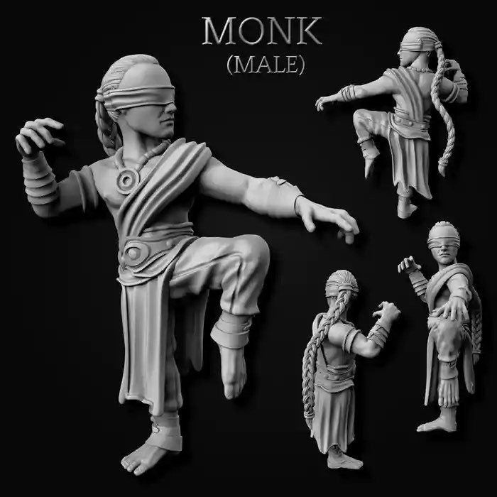 Gnome Monk (Male or Female) Miniatures  | RPG Minis | DND | D&D | RPG | Tabletop Gaming |  From MiniForge