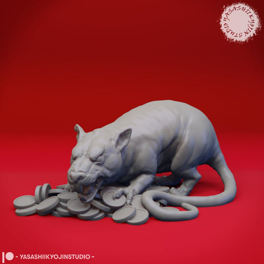 Giant Rat Miniature  | RPG Minis | D&D | DND | RPG | Tabletop Gaming |  From Yasashii Kyojin Studios