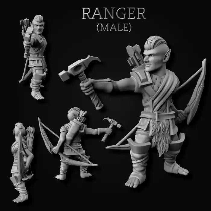 Gnome Ranger (Male or Female) Miniature  | RPG Minis | DND | D&D | RPG | Tabletop Gaming |  From MiniForge