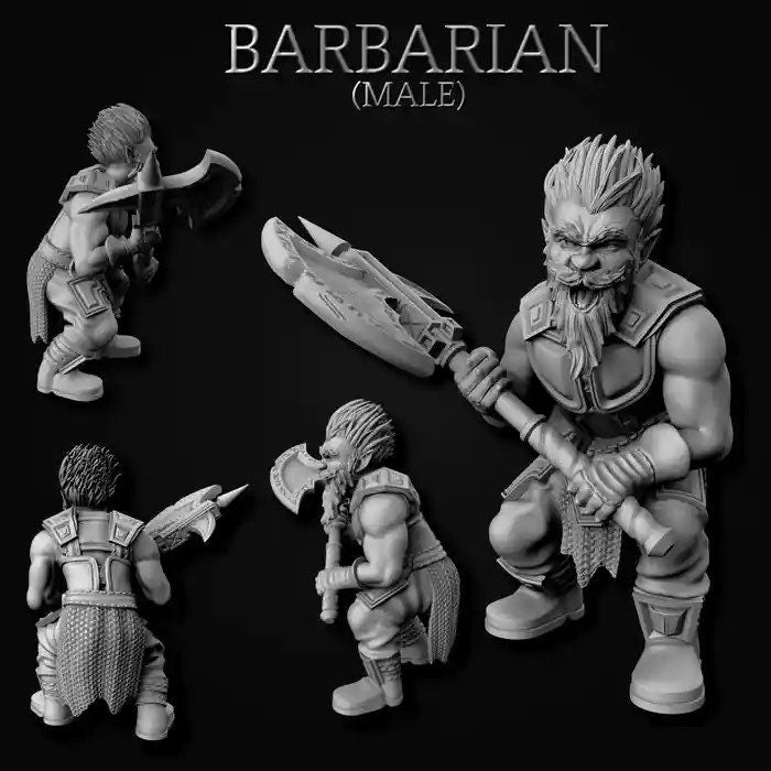 Gnome Barbarian (Male or Female) Mini  | RPG Minis | DND | D&D | RPG | Tabletop Gaming |  From MiniForge