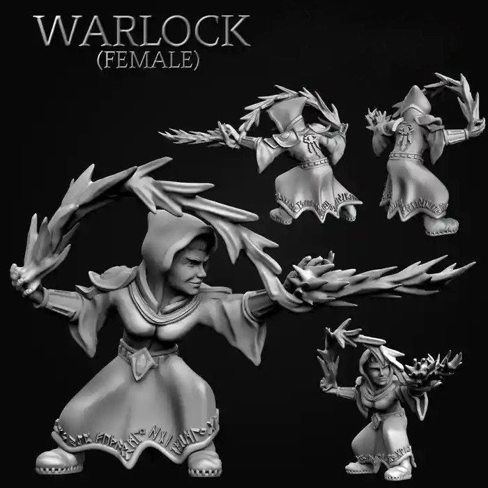 Gnome Warlock (Male or Female) Miniatures  | RPG Minis | DND | D&D | RPG | Tabletop Gaming |  From MiniForge