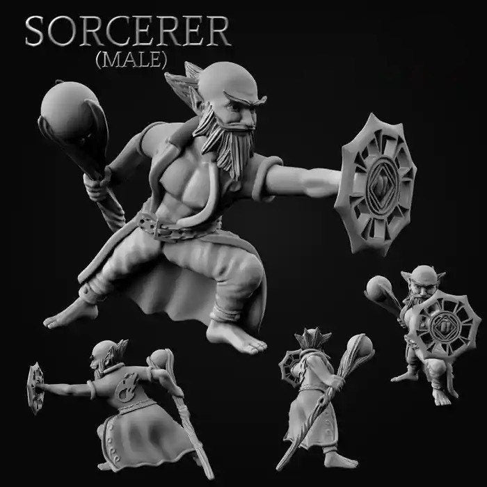 Gnome Sorcerer (Male or Female) Miniatures | RPG Minis | DND | D&D | RPG | Tabletop Gaming | Fantasy Miniature | From MiniForge